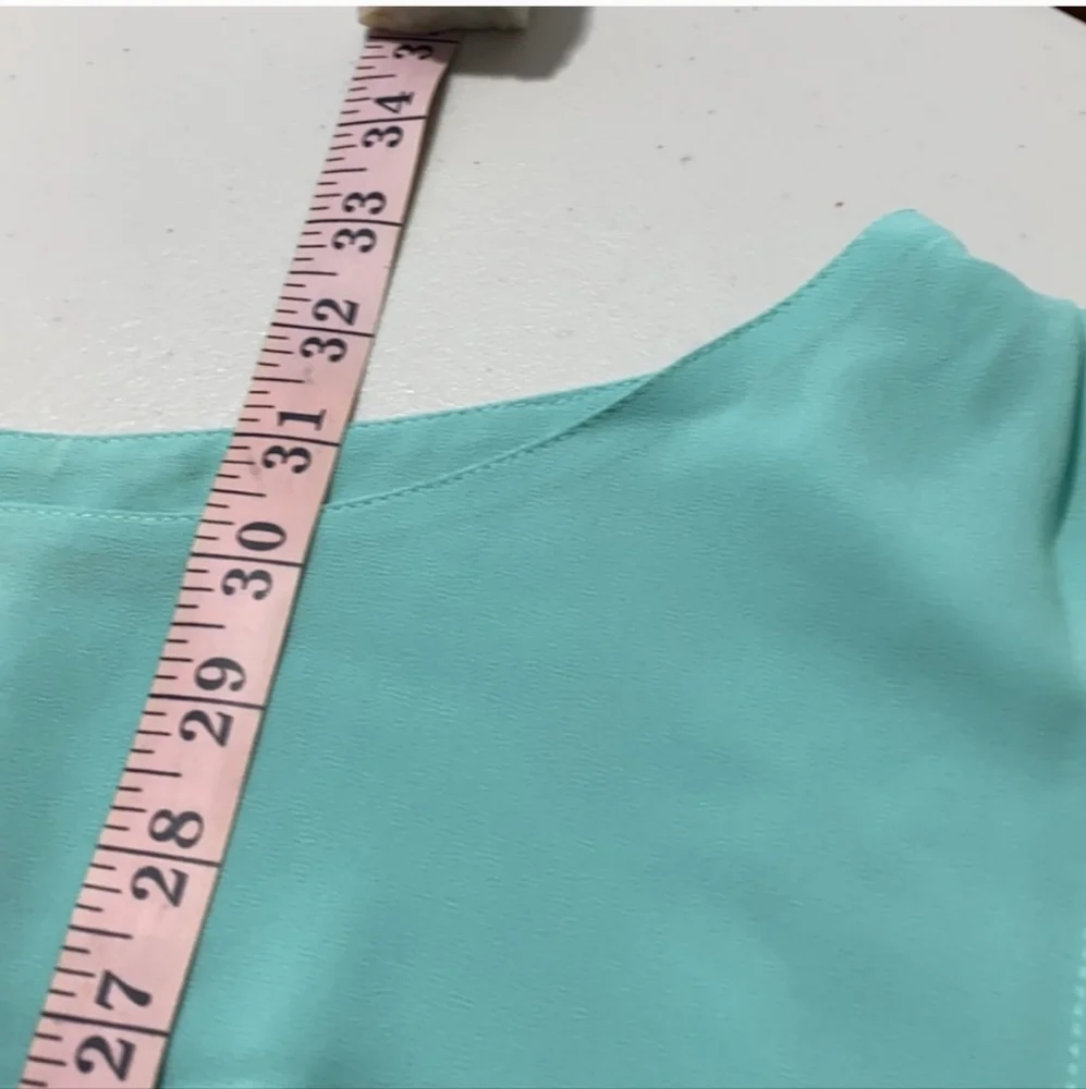 OASAP Flowy Ruffle Waterfall Dress Drawstring Waist Aqua Blue NWT Size M - Picture 7 of 11